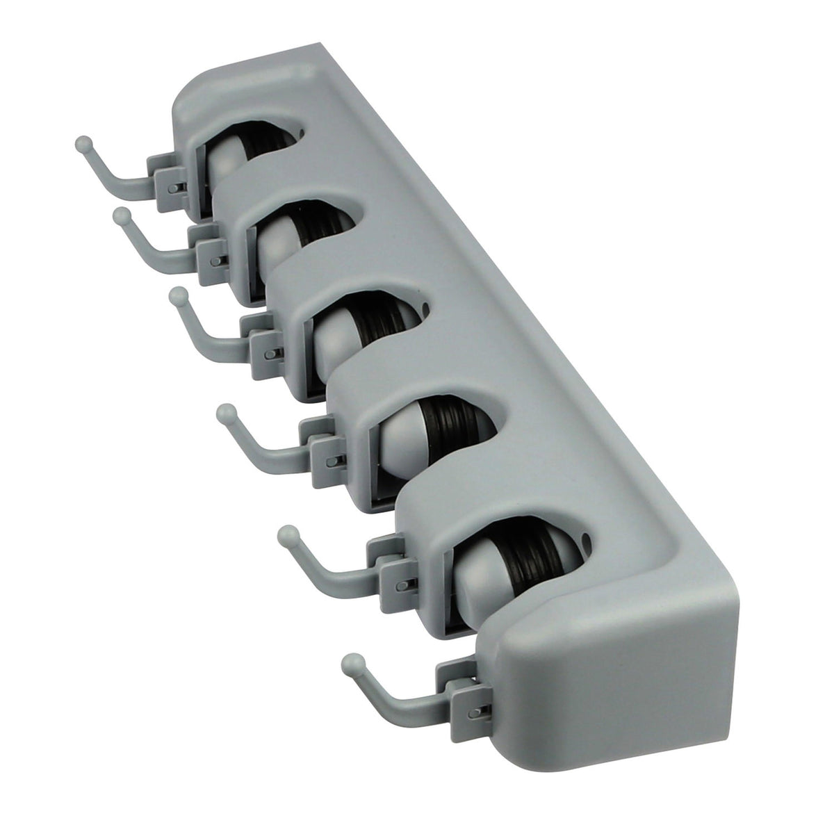 Grey wall-mount mop and broom holder with five hooks for home storage on Tampa Home & Garden Store