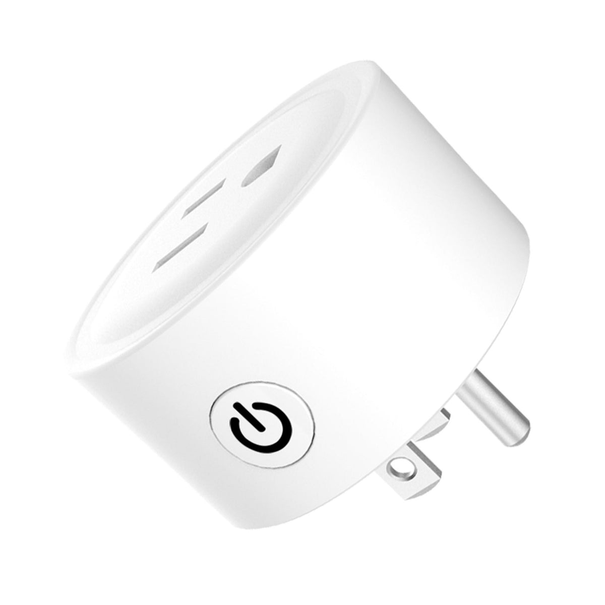 Wireless smart plug outlet, white compact device with circular power button; WiFi app control on Tampa Home & Garden Store
