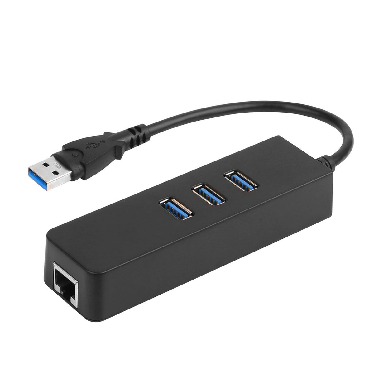 3-Port USB 3.0 hub with gigabit Ethernet adapter, black USB hub with RJ45 on Tampa Home & Garden Store