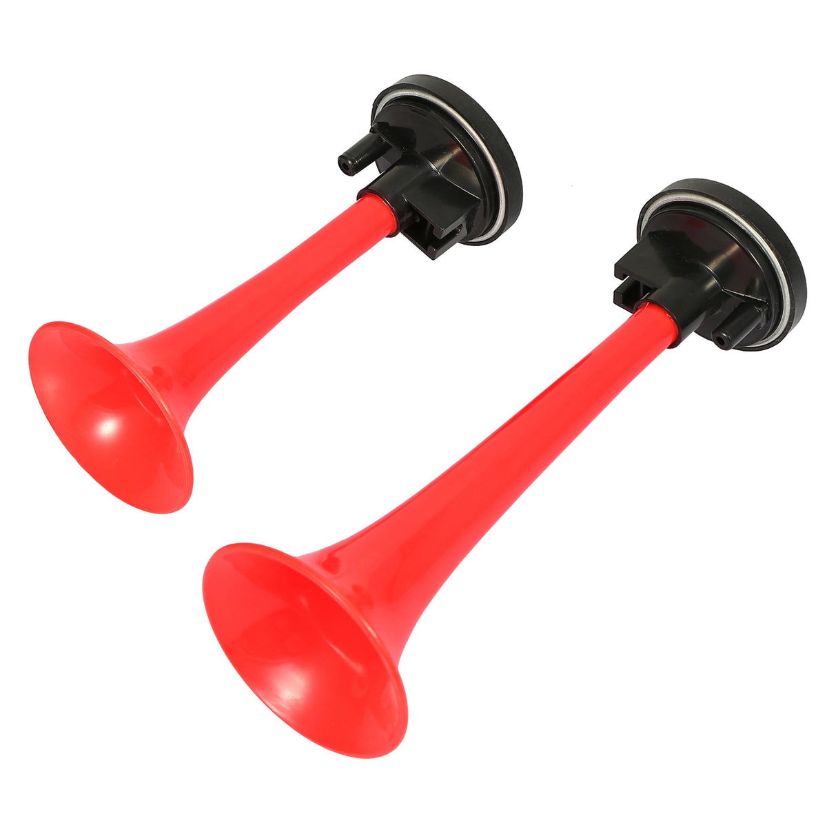 Air horn dual trumpet set, red 12V horns with black mounting bases, 2-pack by Best Product Finds on Tampa Home & Garden Store