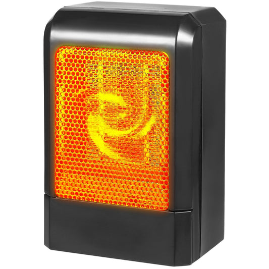 Portable electric heater 500W PTC ceramic, black housing with orange heating grid on Tampa Home & Garden Store