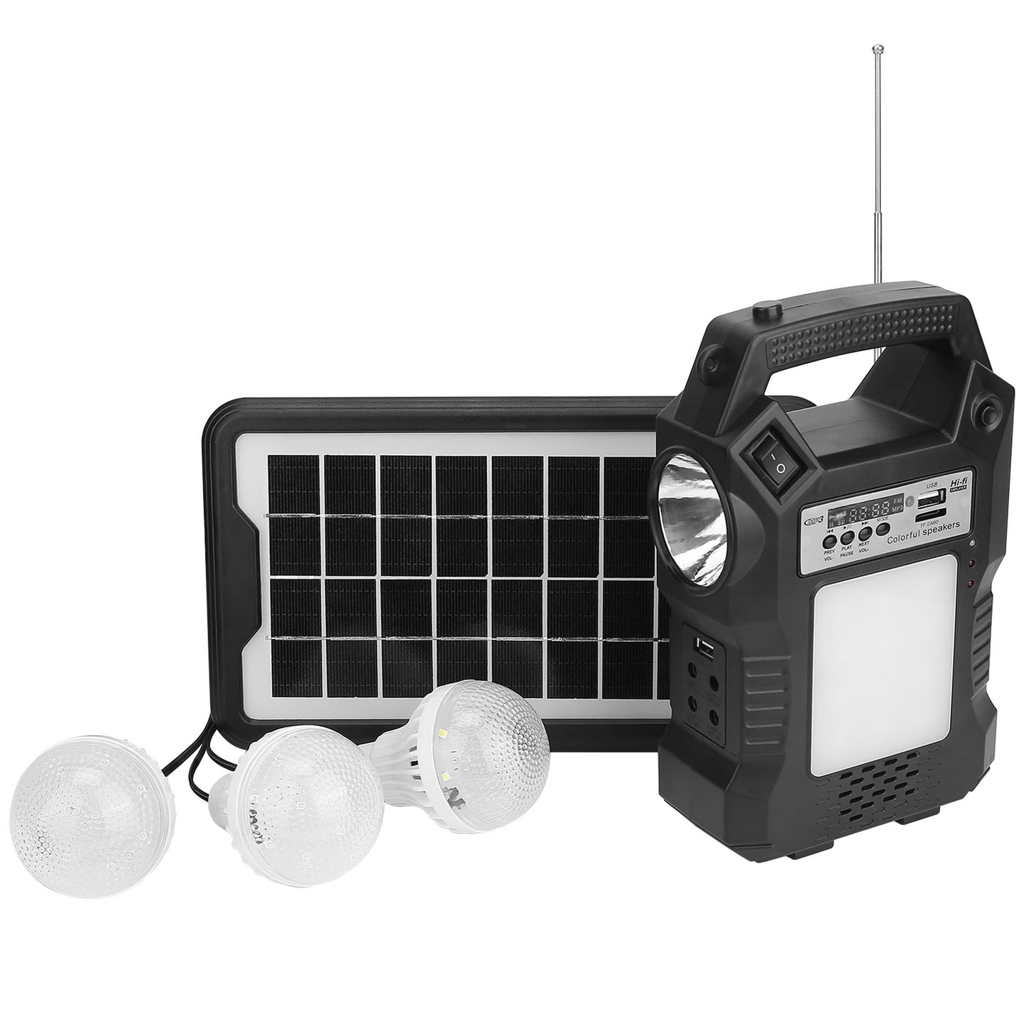 Portable solar power station with 3 lighting bulbs for camping outdoors on Tampa Home & Garden Store
