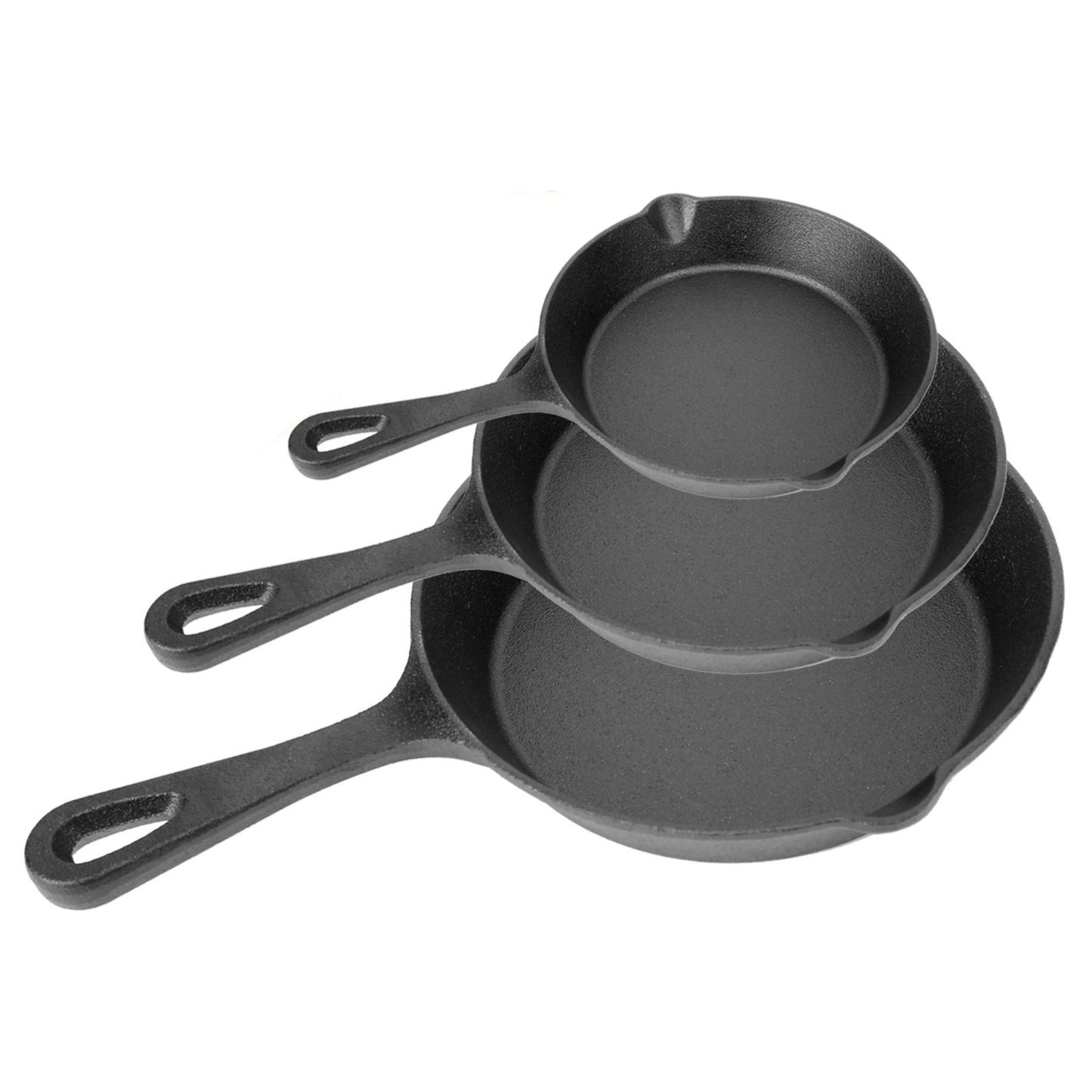 3 Piece Cast Iron Skillet Set for Cooking