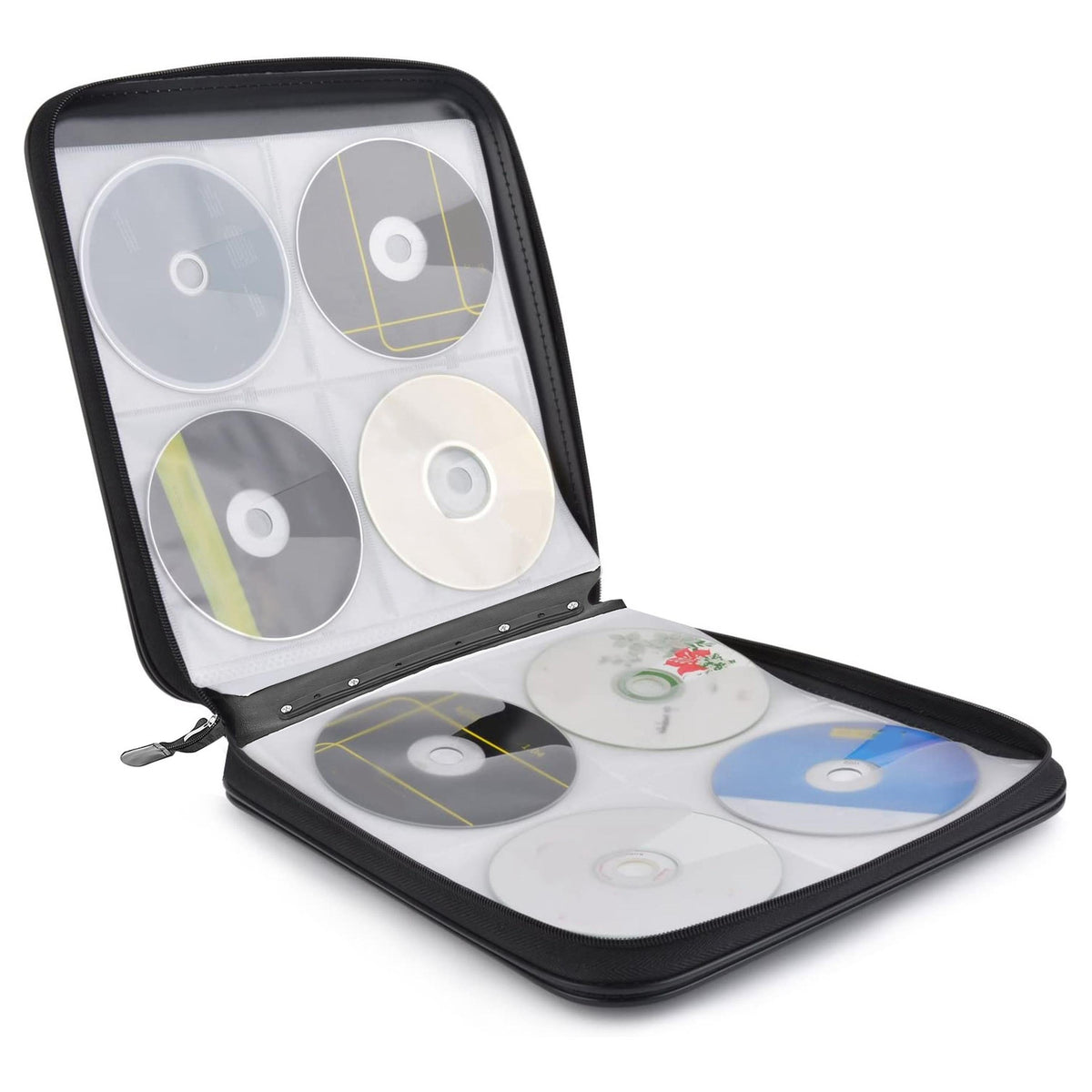 400-disc CD/DVD storage binder with carrying handle, black zippered case and clear sleeve pockets on Tampa Home & Garden Store