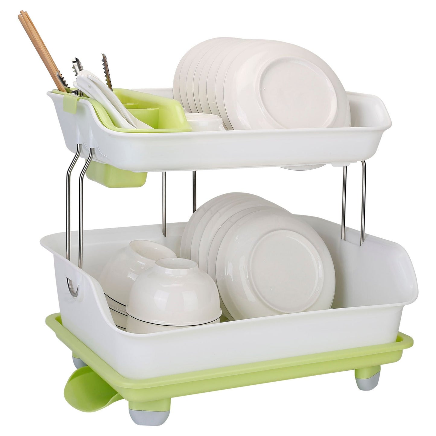 Two Tier Dish Drying Rack and Cutlery Holder