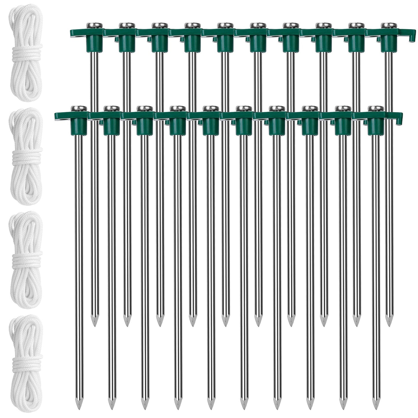 Heavy Duty Tent Stakes and Nylon Ropes Set