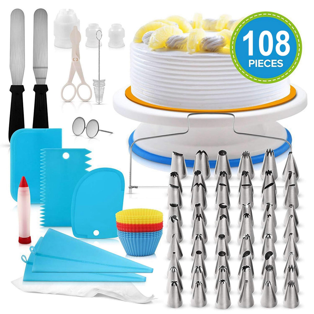 Best Product Finds 11in rotating cake turntable with 108-piece decorating kit, revolving stand on Tampa Home & Garden Store