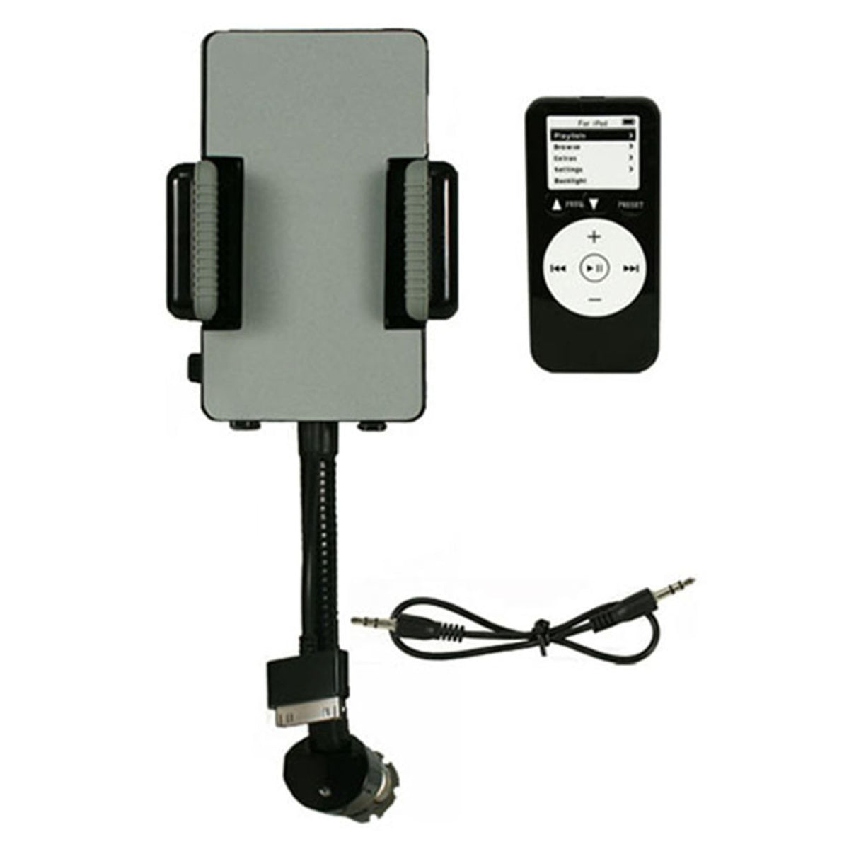 FM transmitter car charger with remote and gooseneck phone holder, 3.5 mm jack for smartphones on Tampa Home & Garden Store
