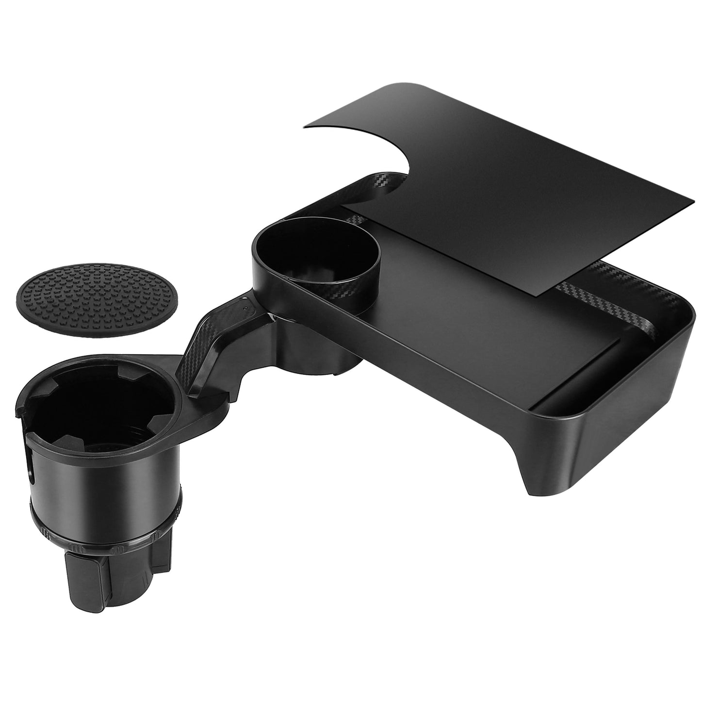 Adjustable Car Cup Holder and Rotating Tray