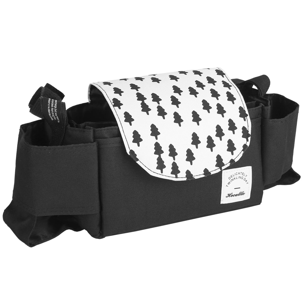 Stroller organizer bag black with white tree-pattern flap 6 pockets Best Product Finds on Tampa Home & Garden Store
