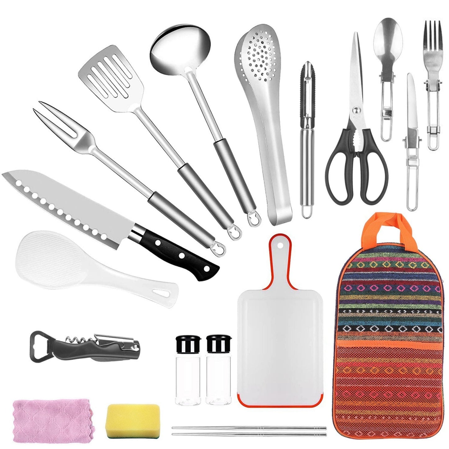 19 Piece Outdoor Camping Cookware Set and Gear