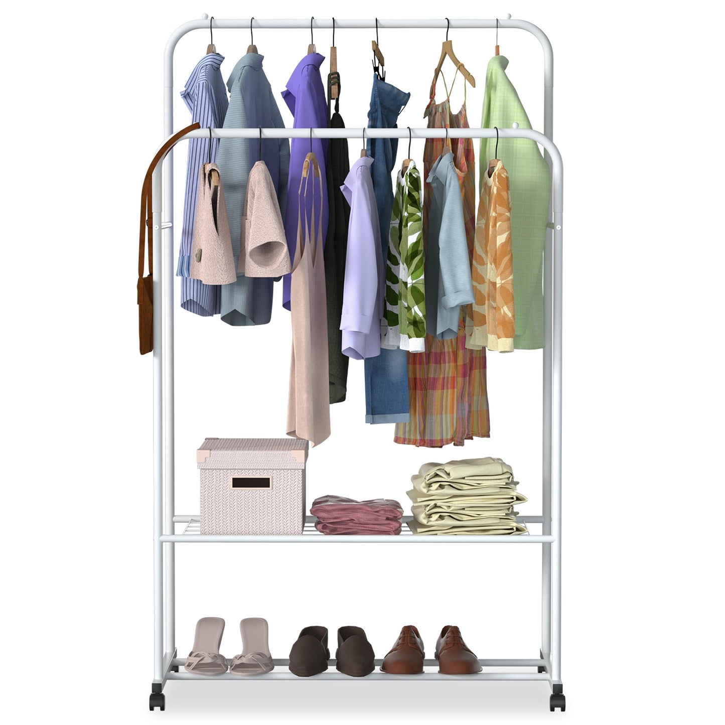 Rolling Garment Rack And Storage Organizer