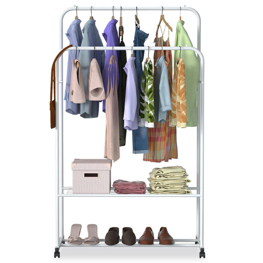Rolling Garment Rack And Storage Organizer