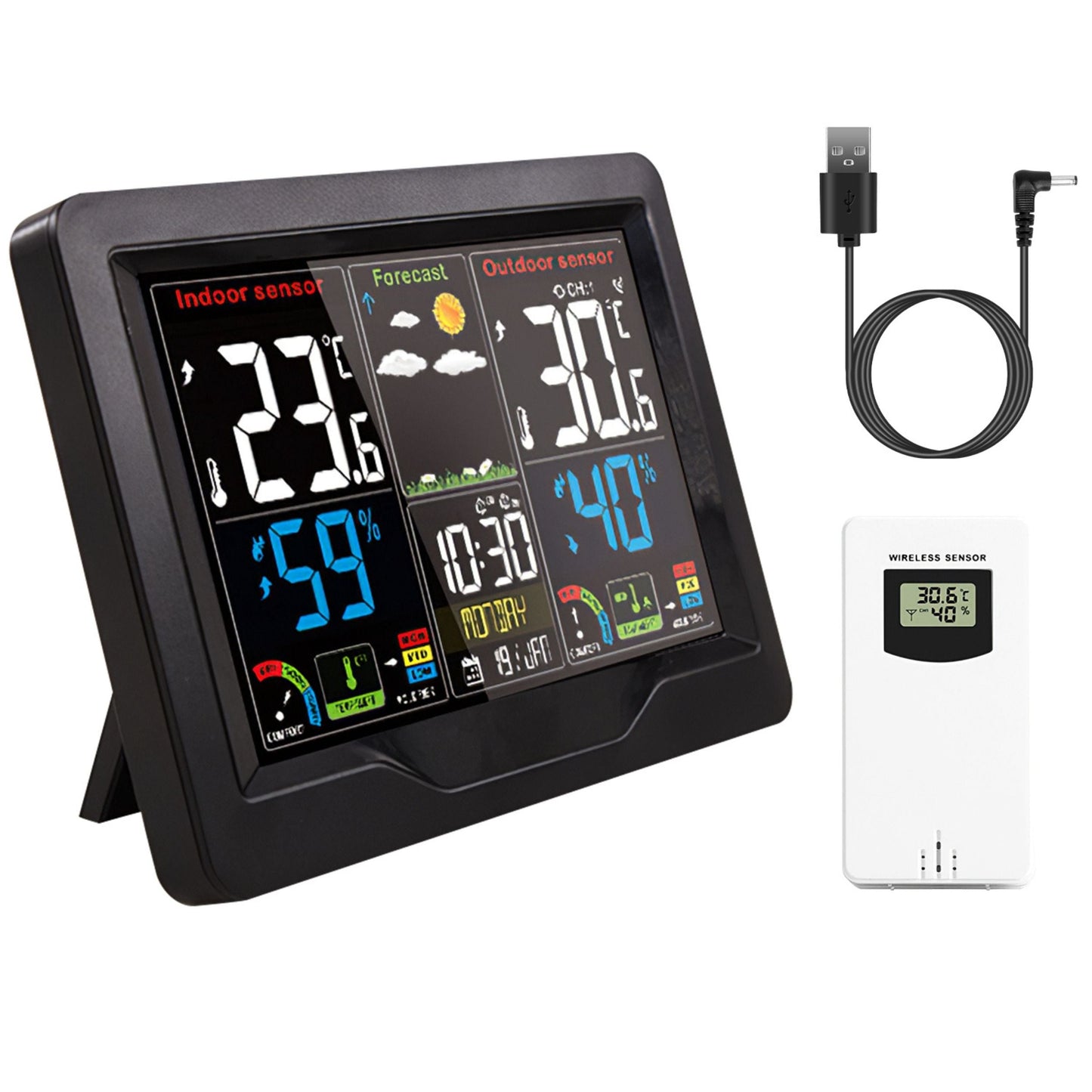Wireless Weather Clock With Temp and Humidity