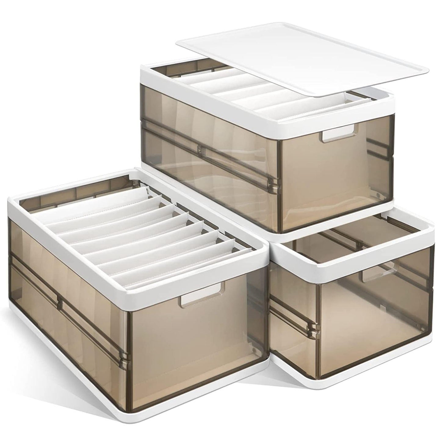 3 Pack Foldable Storage Bins and Stackable Lid