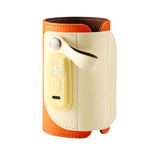 Portable Baby Milk Warmer in cream orange faux leather case with display on Tampa Home & Garden Store