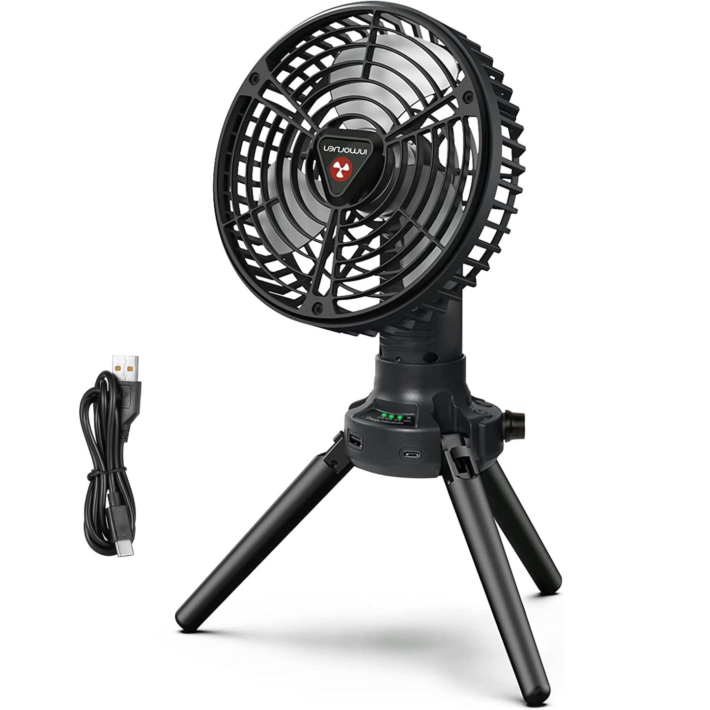 Rechargeable Camping Fan with Tripod and Light