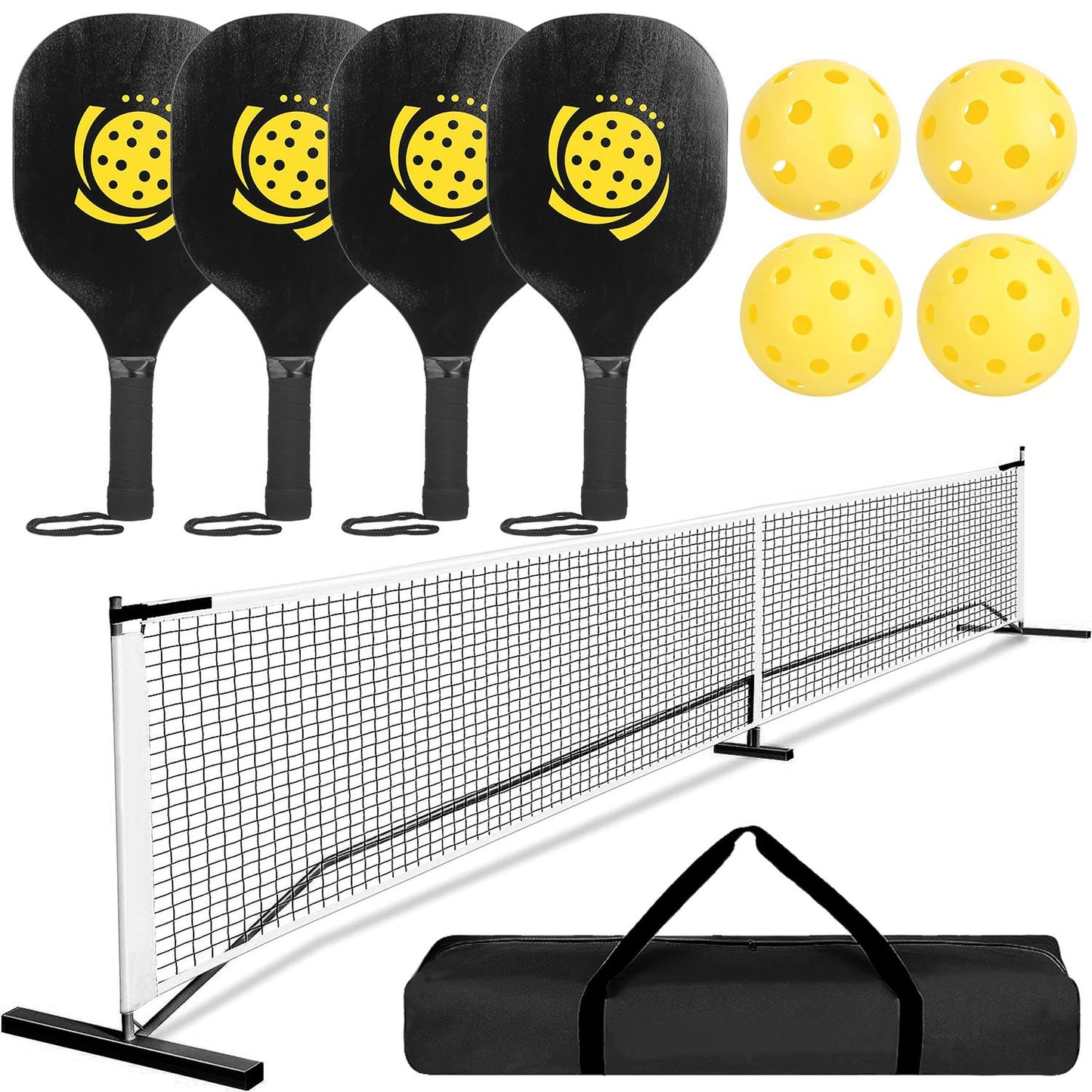 Portable pickleball net set by Best Product Finds with 4 paddles, 4 balls, carrying bag on Tampa Home & Garden Store
