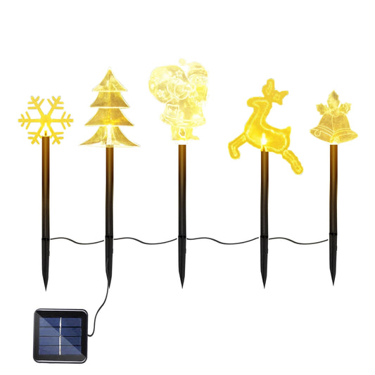 5Pcs Christmas Solar Stake Lights and Decor
