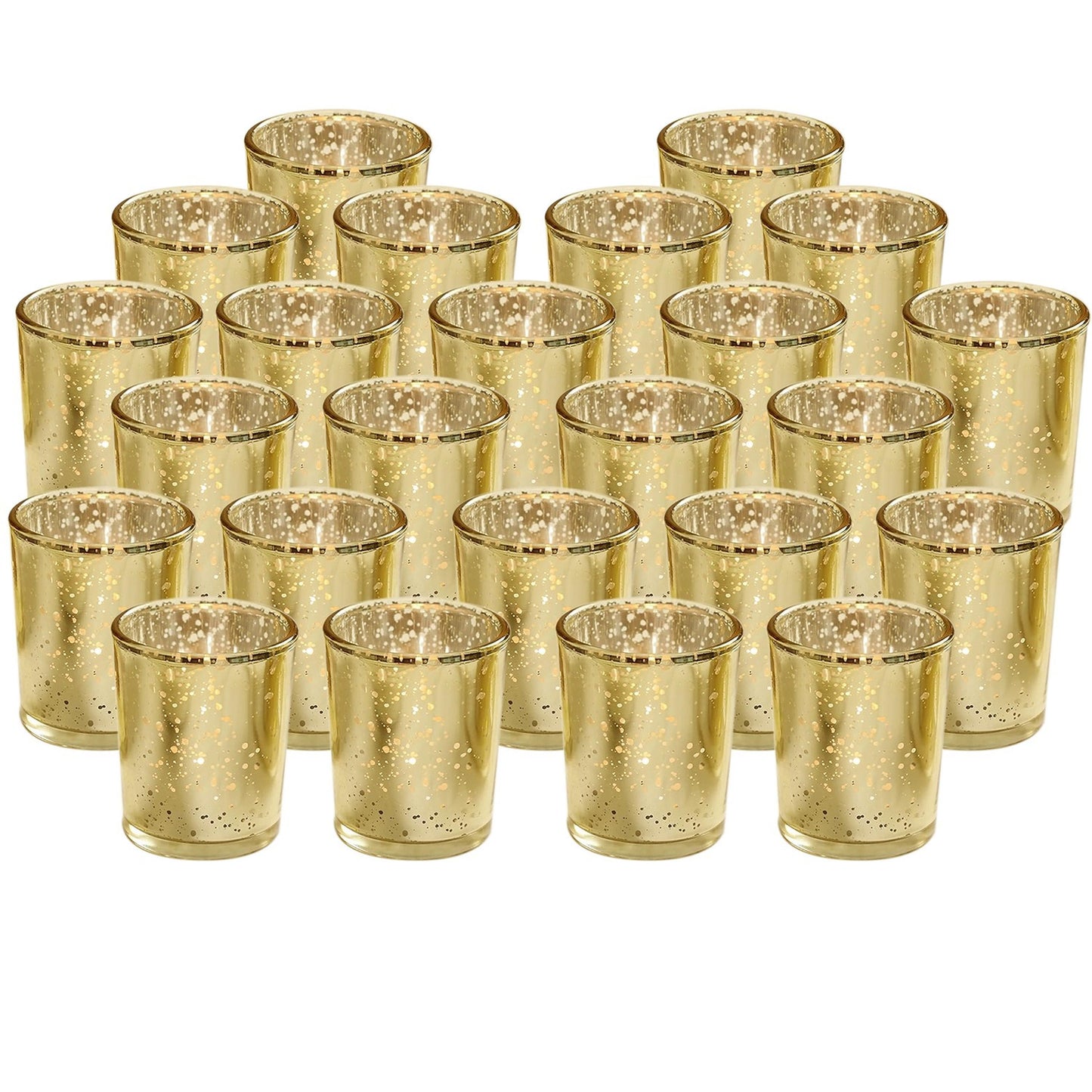 24 Pcs Gold Mercury Glass Votive Candle Holders