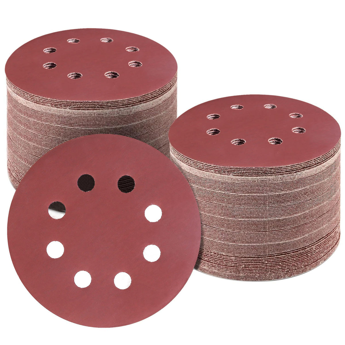 120-pack 5 inch 8-hole round sanding discs 2000 grit red for random orbital sander on Tampa Home & Garden Store