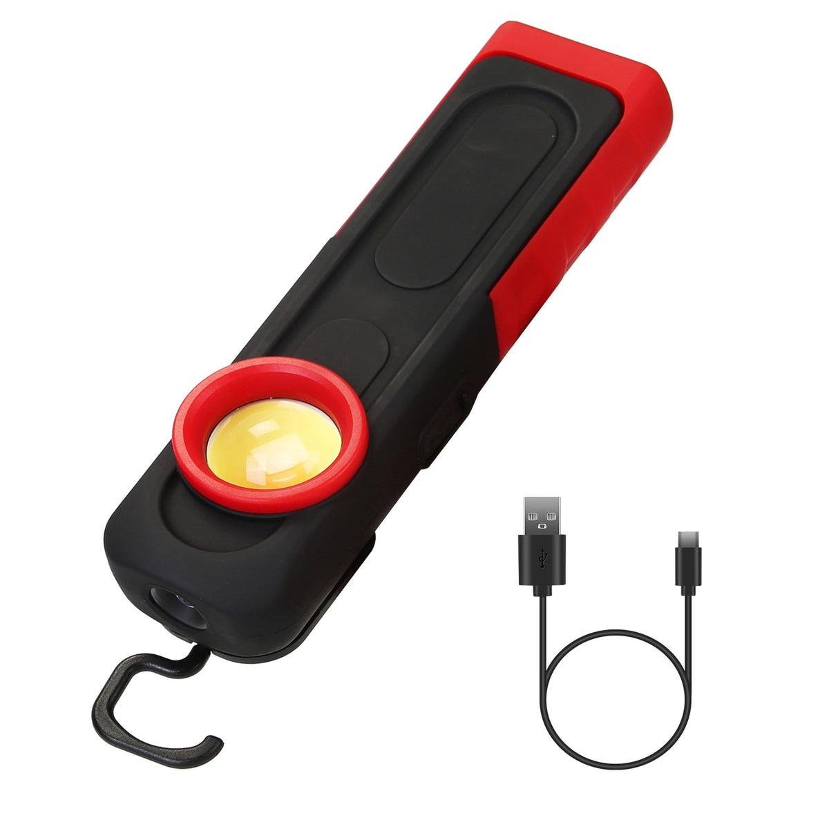 LED pocket light magnetic EDC flashlight red black USB cable and hook on Tampa Home & Garden Store