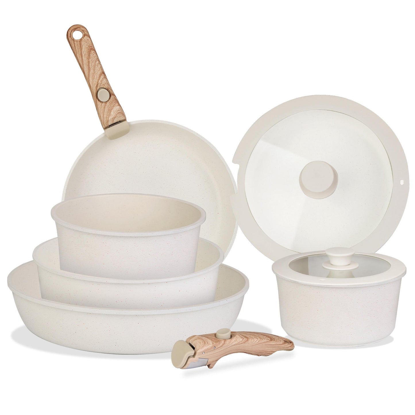 9 Piece Nonstick Cookware Set With Handle And Lid