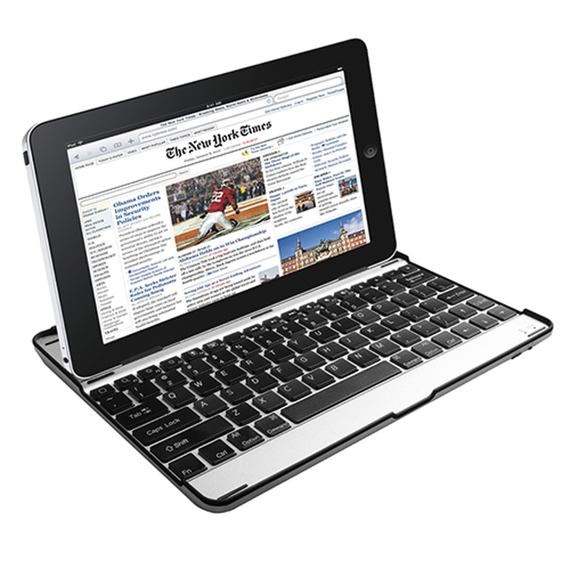 Wireless keyboard with aluminum alloy cover in silver and black, Best Product Finds accessory on Tampa Home & Garden Store