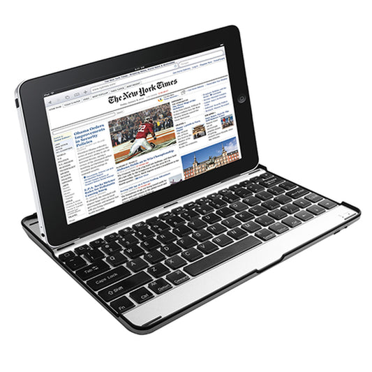 Wireless keyboard with aluminum alloy cover in silver and black, Best Product Finds accessory on Tampa Home & Garden Store