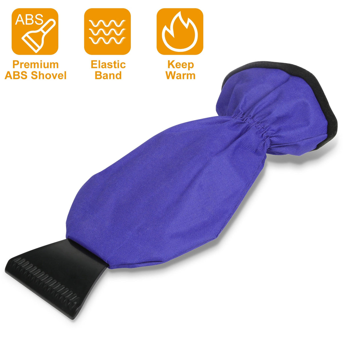 Ice scraper glove mitten with fleece lining in purple and integrated windshield scraper on Tampa Home & Garden Store