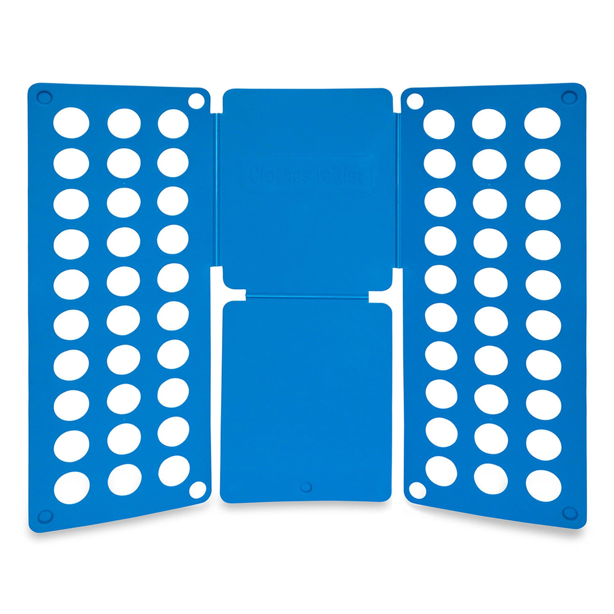 Three blue plastic shirt folding boards, 23x27.5in, with circular holes on Tampa Home & Garden Store
