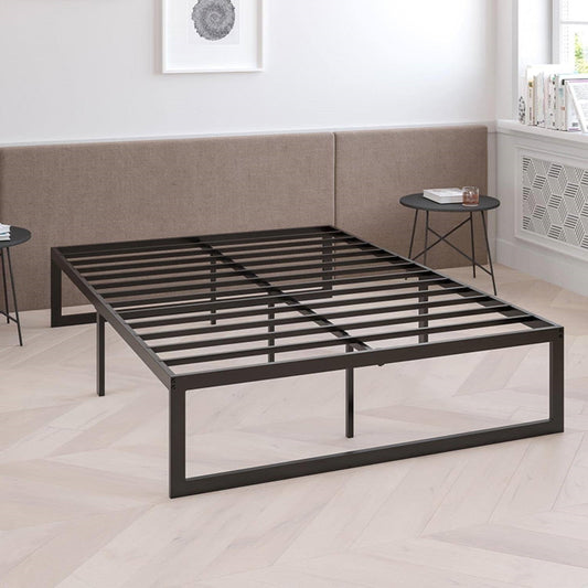Full Size 14 Inch High Heavy Duty Black Metal Platform Bed Frame - Tampa Home & Garden Store