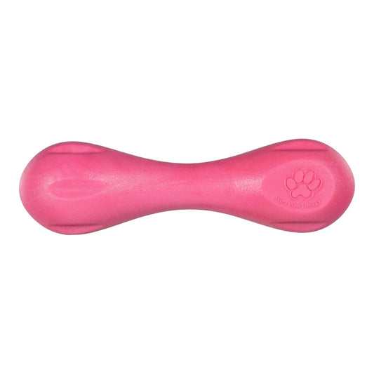 Hurley Geranium Chew Bone dog toy in pink with West Paw Design branding for tough chewers on Tampa Home & Garden Store