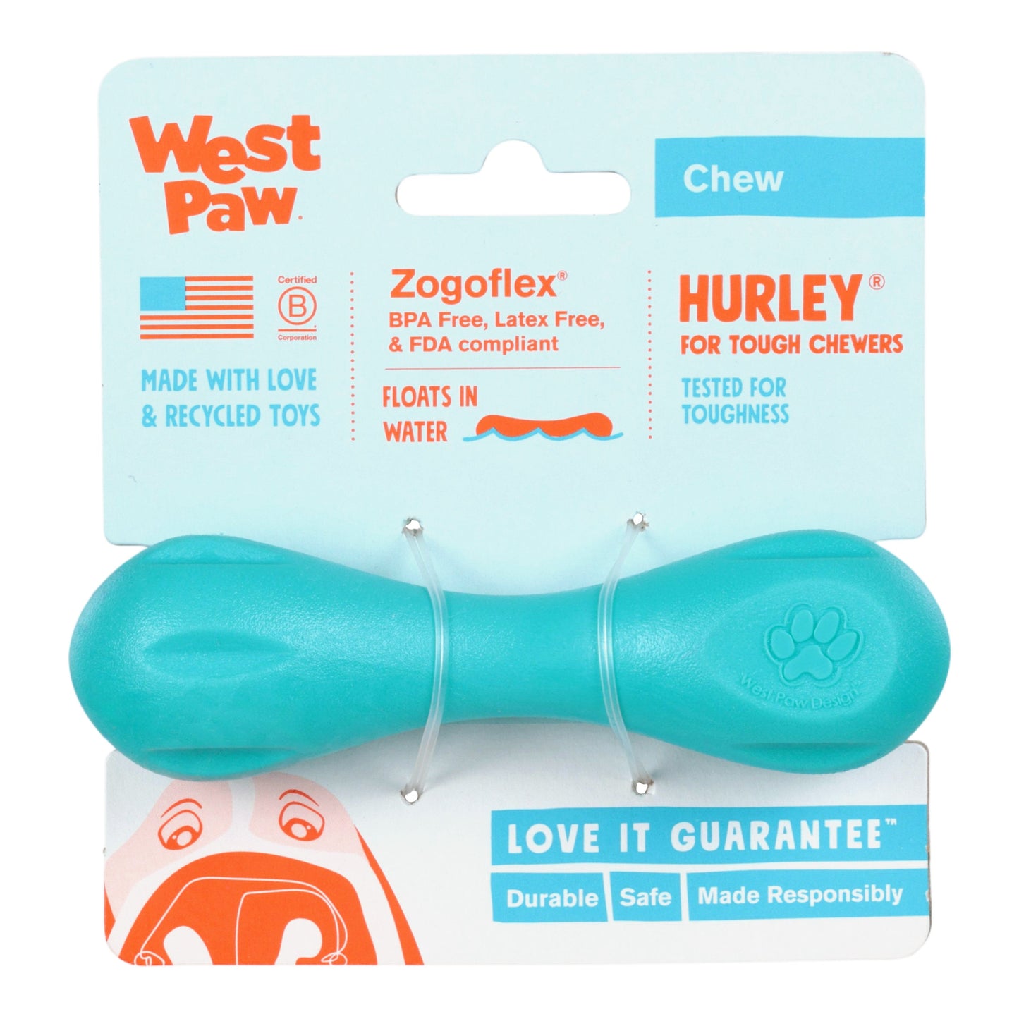 Hurley Teal Durable Chew Bone for Tough Chewers