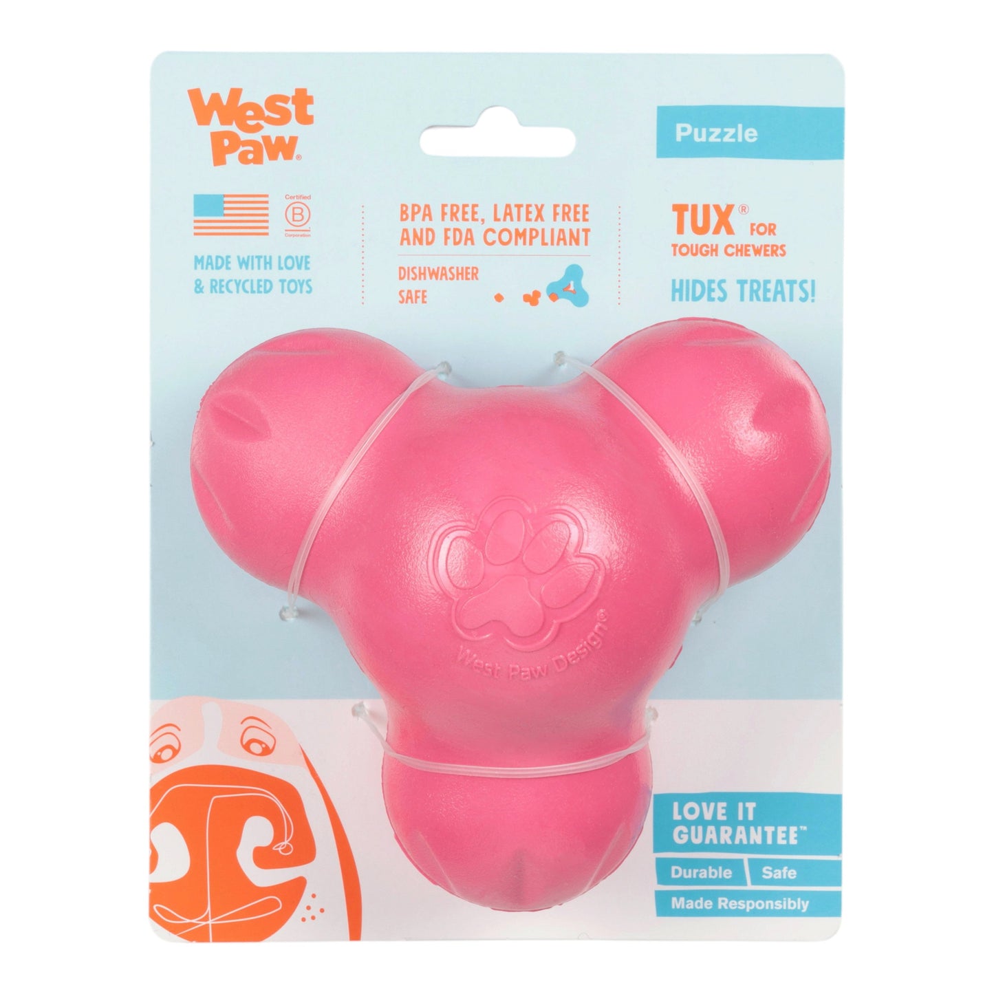 Durable Tux Geranium Treat Toy for Tough Chewers