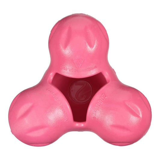 Durable Tux Geranium Treat Toy for Tough Chewers by West Paw, pink rubber dog toy on Tampa Home & Garden Store