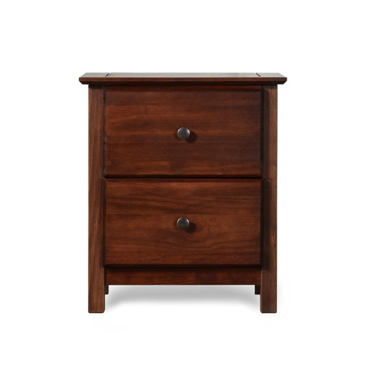 Farmhouse Solid Pine Wood 2 Drawer Nightstand in Cherry Finish - Tampa Home & Garden Store