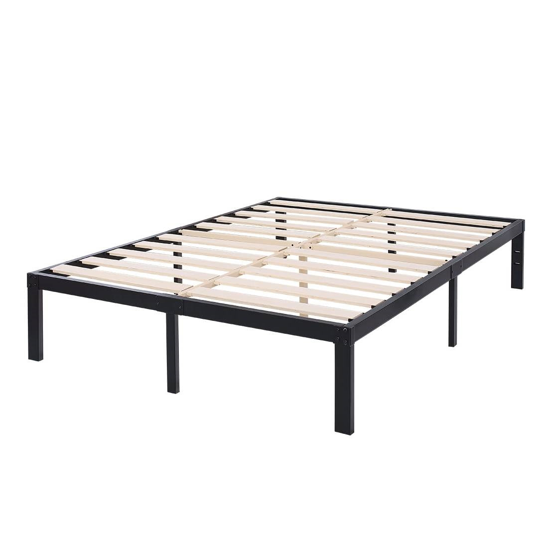 Base de cama de plataforma de metal de alta resistencia con listones de madera, límite de peso de 1587 kg