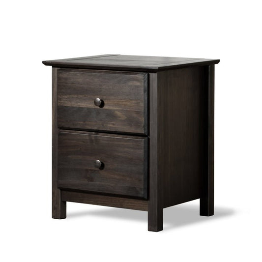 Farmhouse Solid Pine Wood 2 Drawer Nightstand in Espresso - Tampa Home & Garden Store