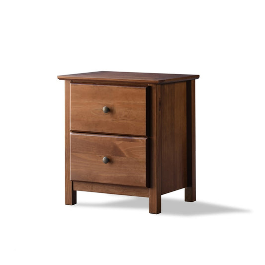 Farmhouse Solid Pine Wood 2 Drawer Nightstand in Walnut Finish - Tampa Home & Garden Store