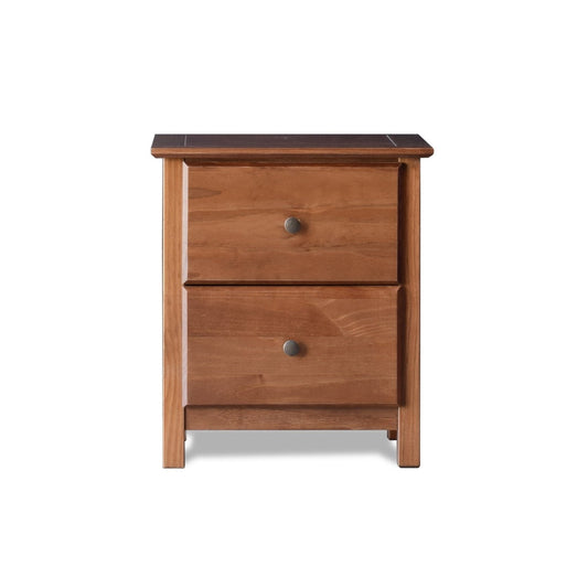 Farmhouse Solid Pine Wood 2 Drawer Nightstand in Walnut Finish - Tampa Home & Garden Store