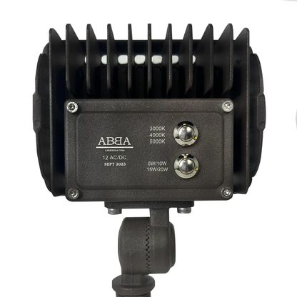 Flacc20 CCT flood light Kings Outdoor, black die-cast housing with adjustable mount 3000–5000K on Tampa Home & Garden Store