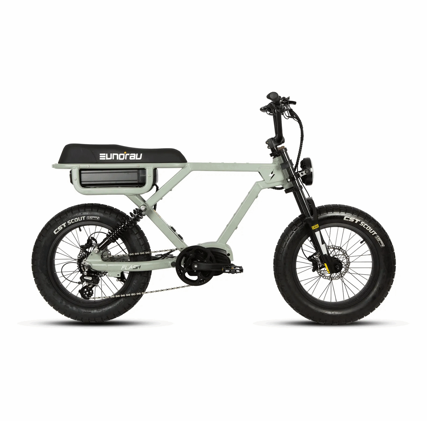 FLASH AWD 1.0 electric bike by EUNORAU E-BIKE US with olive frame and black saddle on Tampa Home & Garden Store