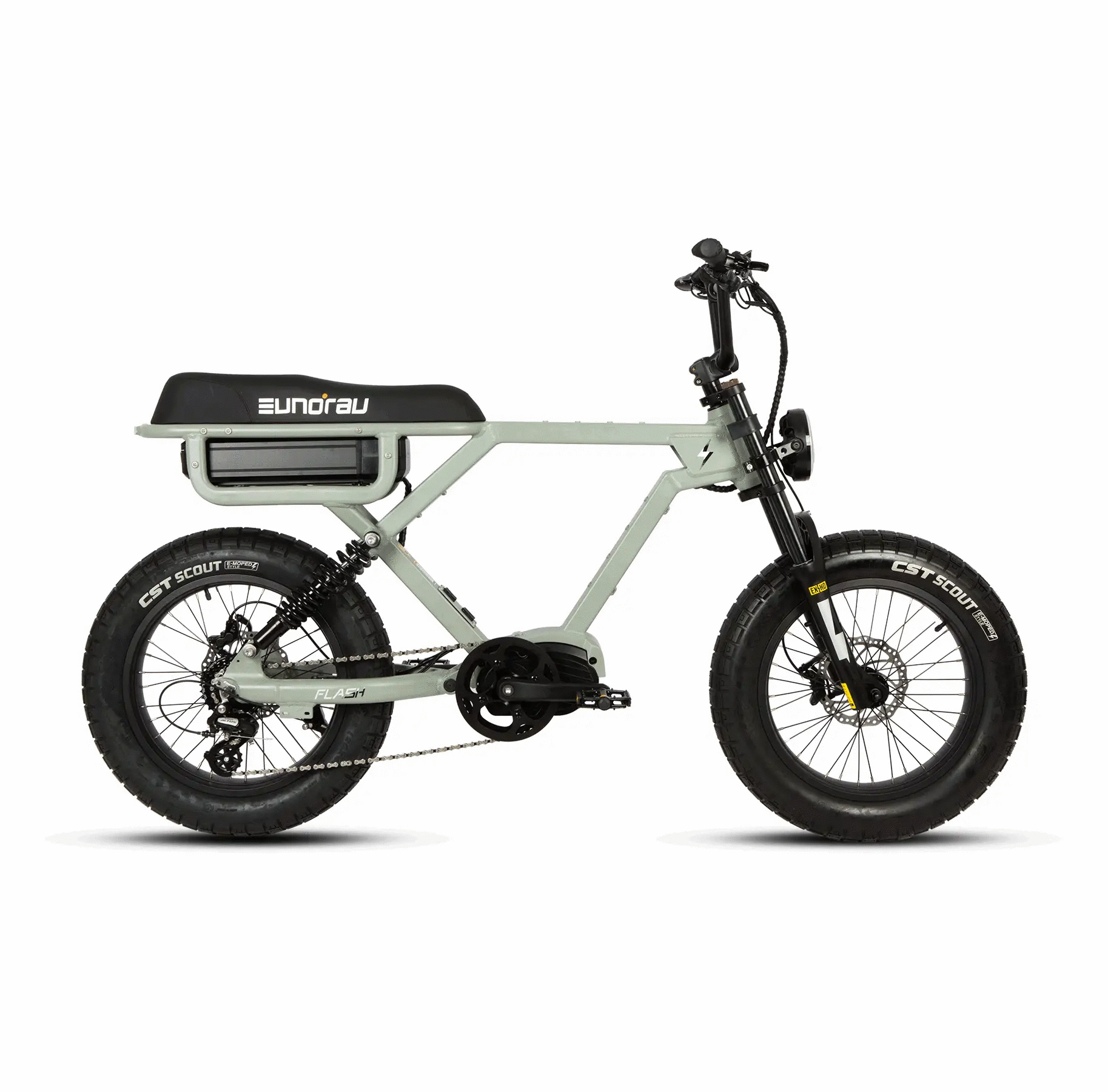 FLASH AWD 1.0 electric bike by EUNORAU E-BIKE US with olive frame and black saddle on Tampa Home & Garden Store