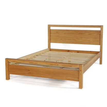 Estructura de cama de plataforma de madera maciza estilo rústico con cabecero y piecero, tamaño completo