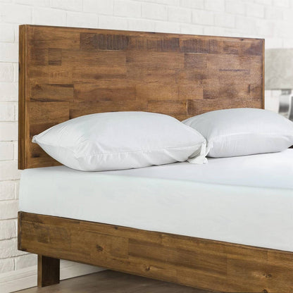 Base de cama tipo plataforma moderna de madera maciza tamaño matrimonial con cabecera de altura ajustable