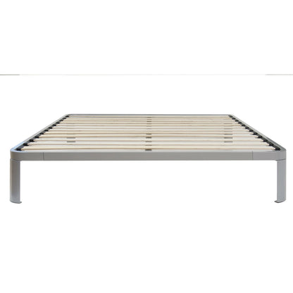 Base de cama de plataforma de metal Luna de tamaño completo con somier de láminas de madera