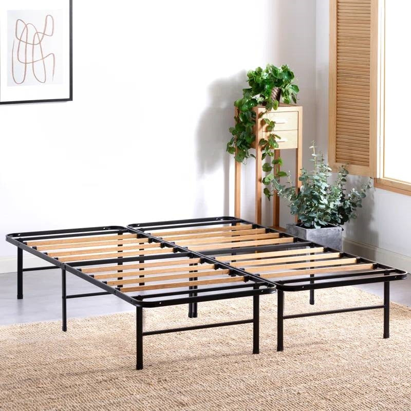 Armazón de cama de metal tamaño Full con listones de bambú