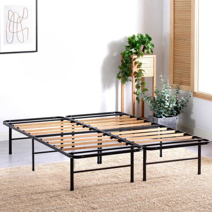 Armazón de cama de metal tamaño Full con listones de bambú