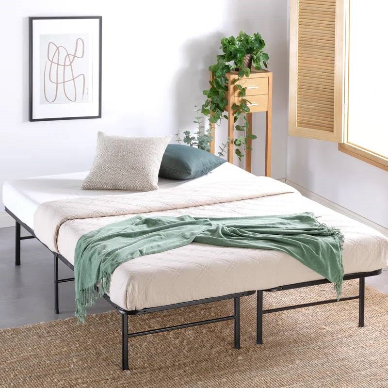 Armazón de cama de metal tamaño Full con listones de bambú